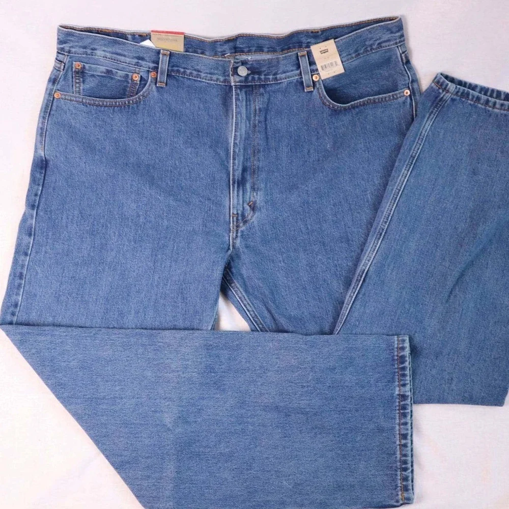 Levis 505 Regular Fit Mens Jeans 44x32 Medium Wash Blue Denim Straight NEW NWT - Picture 1 of 7
